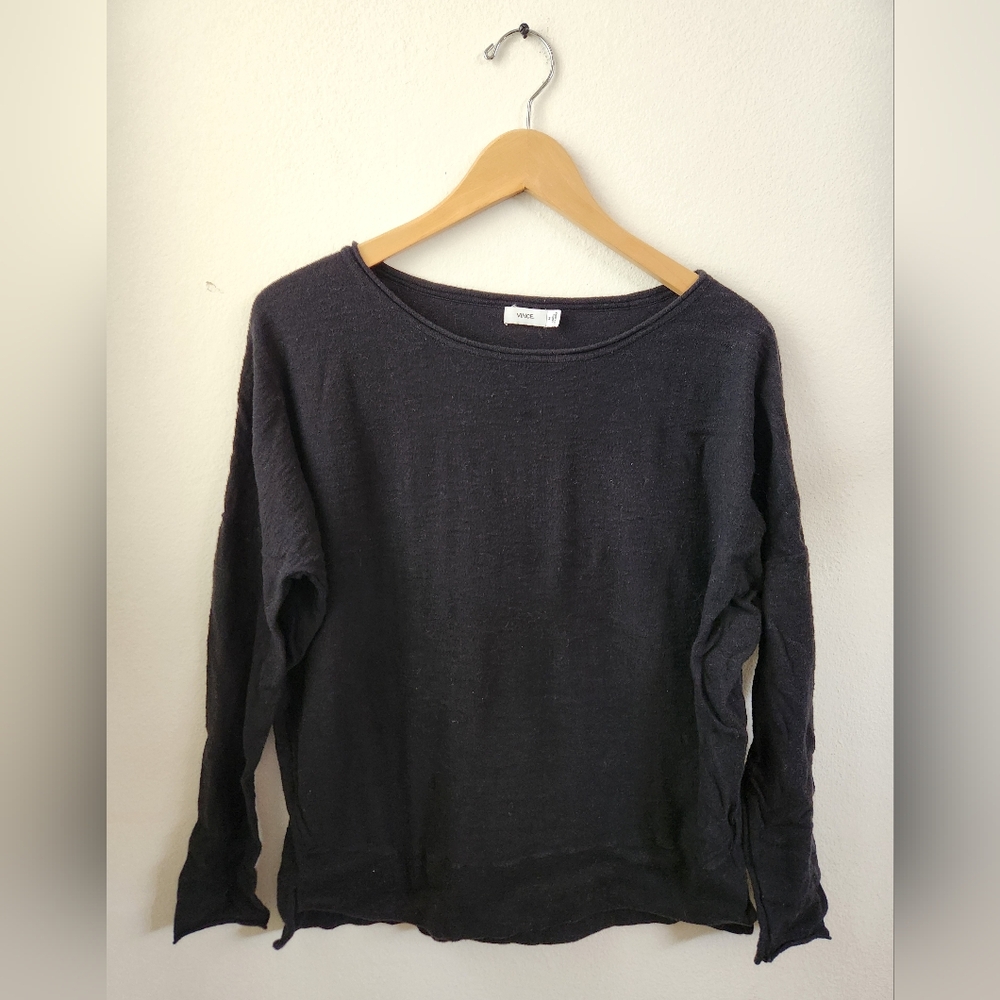 Vince. Women's Sweater‎ Rolled Neck Dolman Sleeve 100% Cotton Black Size Medium